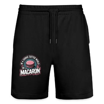 Individuality like a macaron - Stanley/Stella Trainer Unisex Organic Jogging Shorts - black - Front - Nik (191cm) & Marisol (170cm)