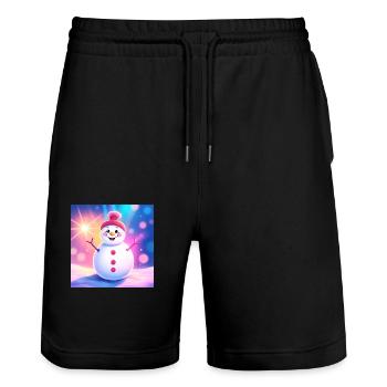 Mignon bonhomme de neige - Short de jogging bio TRAINER Stanley/Stella unisexe - noir - Devant - Nik (191cm) & Marisol (170cm)