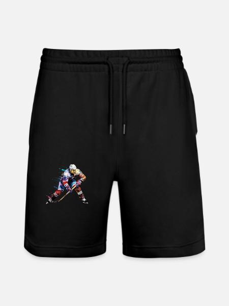 Hockey Player Sport Game Champion Competition - Stanley/Stella Trainer Unisex Organic Jogging Shorts - black