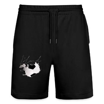 Iceland Map Framed Real Football IS - Stanley/Stella Trainer Unisex Organic Jogging Shorts - black - Front - Nik (191cm) & Marisol (170cm)