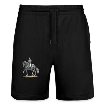 Totilas im starken Trab - Stanley/Stella Unisex Bio Joggingshorts Trainer  - Schwarz - Vorne - Nik (191cm) & Marisol (170cm)
