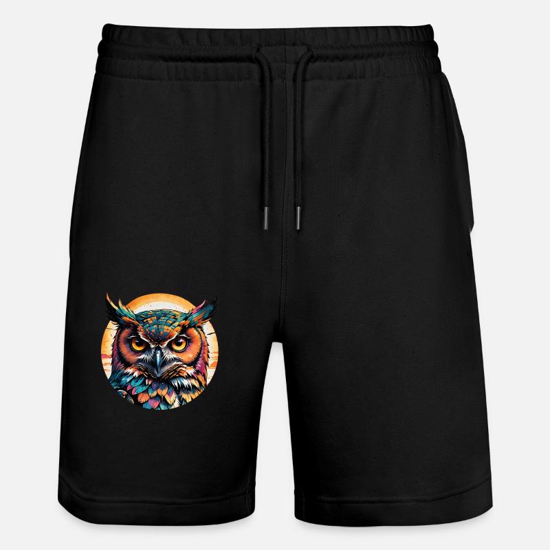 Eule Retrostyle - Stanley/Stella Unisex Bio Joggingshorts Trainer  - Schwarz