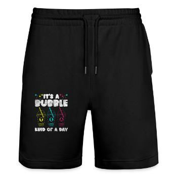 Boba Drink Sirop Boisson à emporter - Short de jogging bio TRAINER Stanley/Stella unisexe - noir - Devant - Nik (191cm) & Marisol (170cm)