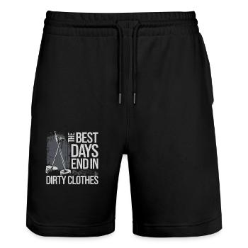 Discover adventures in the ground - Stanley/Stella Trainer Unisex Organic Jogging Shorts - black - Front - Nik (191cm) & Marisol (170cm)