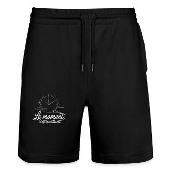 Le Moment c'est maintenant horloge - Short de jogging bio TRAINER Stanley/Stella unisexe - noir - Devant - Nik (191cm) & Marisol (170cm)