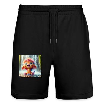 Giraffe Waterfall - Stanley/Stella Trainer Unisex Organic Jogging Shorts - black - Front - Nik (191cm) & Marisol (170cm)