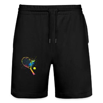 Colorful Tennis Racket - Stanley/Stella Trainer Unisex Organic Jogging Shorts - black - Front - Nik (191cm) & Marisol (170cm)