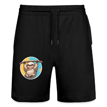 happy fautier 1 - Stanley/Stella Unisex Bio Joggingshorts Trainer  - Schwarz - Vorne - Nik (191cm) & Marisol (170cm)