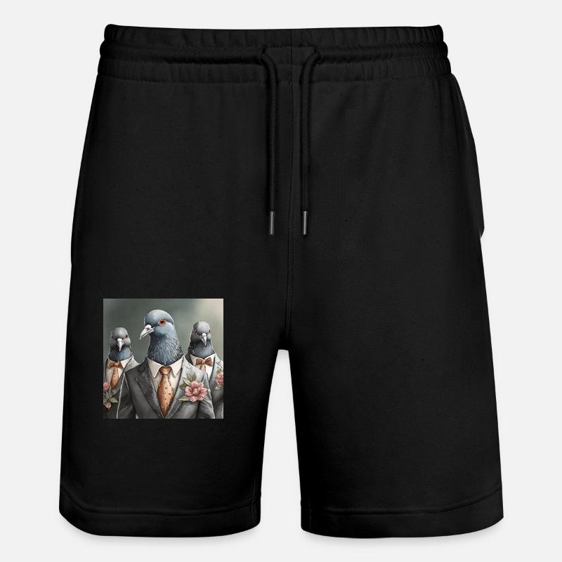 Tauben im Anzug - Stanley/Stella Unisex Bio Joggingshorts Trainer - Schwarz