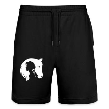 Equestrian Elegance - Stanley/Stella Trainer Unisex Organic Jogging Shorts - black - Front - Nik (191cm) & Marisol (170cm)