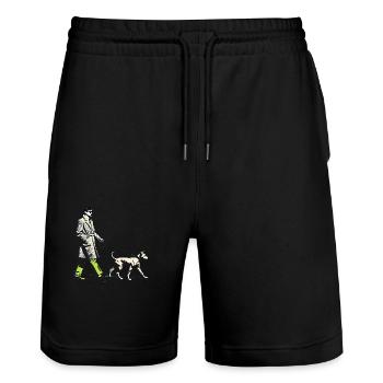 Promener le chien - Short de jogging bio TRAINER Stanley/Stella unisexe - noir - Devant - Nik (191cm) & Marisol (170cm)