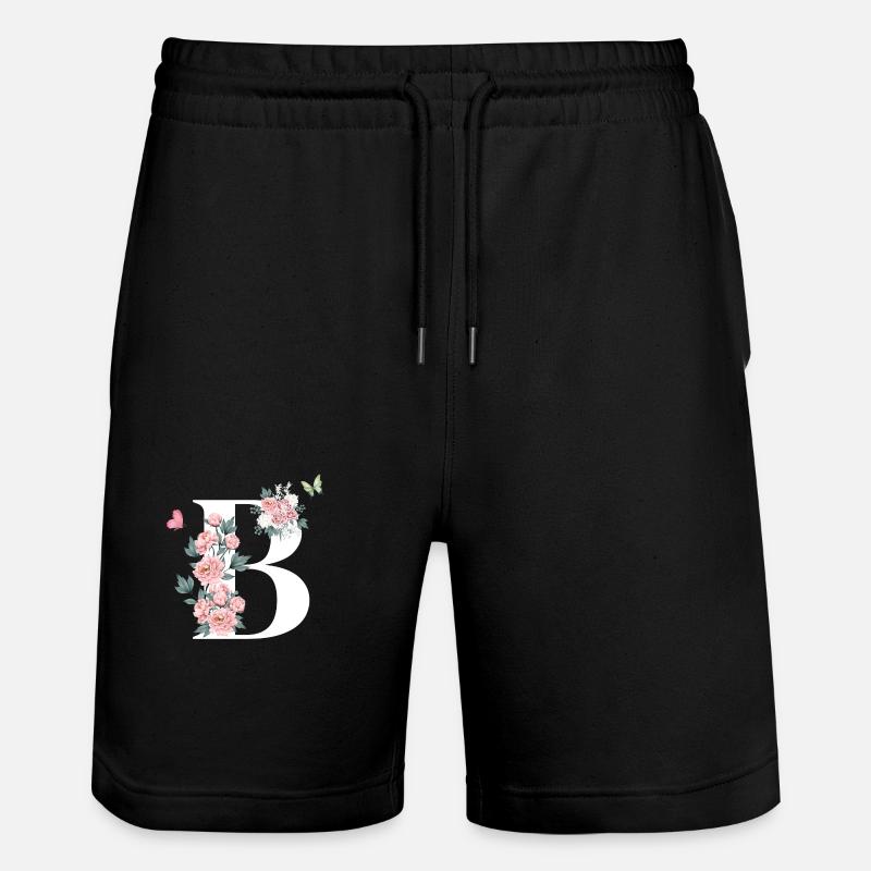 Lettre b fleurs rose - Short de jogging bio TRAINER Stanley/Stella unisexe - noir