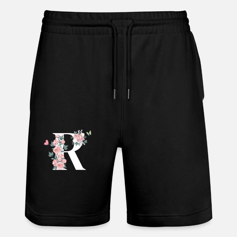 Lettre r fleurs rose - Short de jogging bio TRAINER Stanley/Stella unisexe - noir
