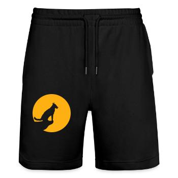 Dog Moon Wolf Cliff Night Sun Silhouette Mountain - Stanley/Stella Trainer Unisex Organic Jogging Shorts - black - Front - Nik (191cm) & Marisol (170cm)