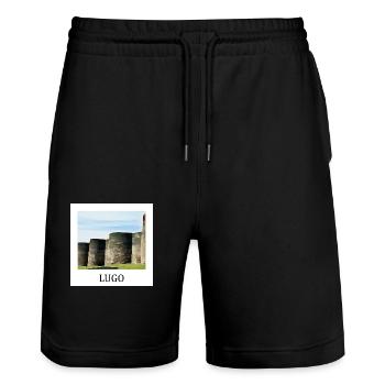 Lugo Galicia - Stanley/Stella Trainer Unisex Organic Jogging Shorts - black - Front - Nik (191cm) & Marisol (170cm)