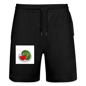 Red watermelon - Stanley/Stella Trainer Unisex Organic Jogging Shorts - black - Front - Nik (191cm) & Marisol (170cm)