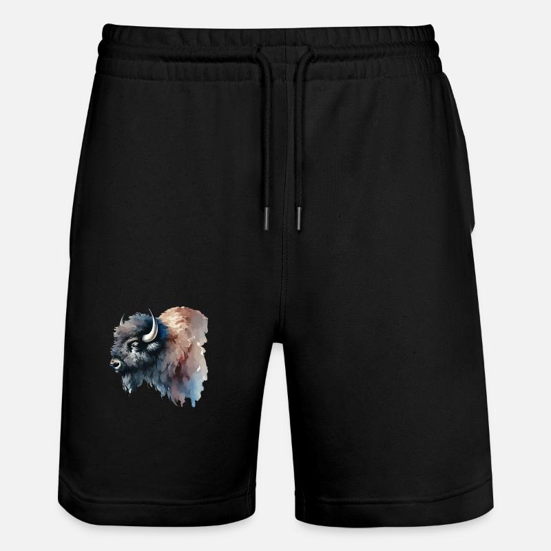 bison painting - Stanley/Stella Unisex Bio Joggingshorts Trainer  - Schwarz