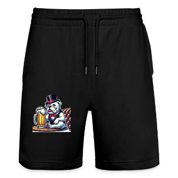 Mr. President – Best Beer Ever! - Stanley/Stella Trainer Unisex Organic Jogging Shorts - black - Front - Nik (191cm) & Marisol (170cm)