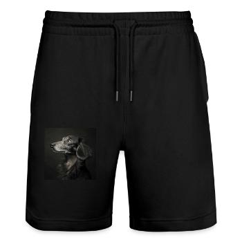 Animaux Noirs - Vieux Chien - Short de jogging bio TRAINER Stanley/Stella unisexe - noir - Devant - Nik (191cm) & Marisol (170cm)
