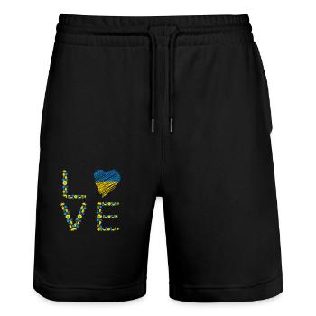 Love Ucraine - Stanley/Stella Unisex Bio Joggingshorts Trainer  - Schwarz - Vorne - Nik (191cm) & Marisol (170cm)
