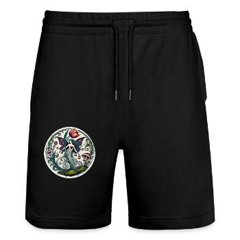 Printemps Tulipe Fée Nature Amoureux - Short de jogging bio TRAINER Stanley/Stella unisexe - noir - Devant - Nik (191cm) & Marisol (170cm)