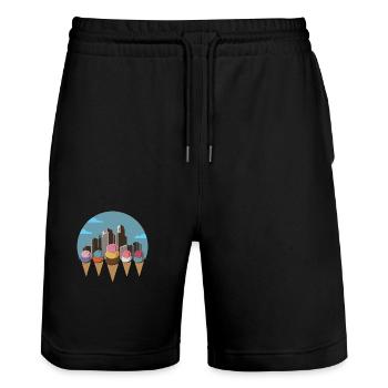 Ville de la crème glacée - Short de jogging bio TRAINER Stanley/Stella unisexe - noir - Devant - Nik (191cm) & Marisol (170cm)