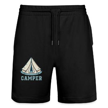 zelt comic - Stanley/Stella Unisex Bio Joggingshorts Trainer  - Schwarz - Vorne - Nik (191cm) & Marisol (170cm)