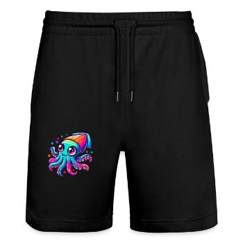 Colorful Squid for Kids - Stanley/Stella Trainer Unisex Organic Jogging Shorts - black - Front - Nik (191cm) & Marisol (170cm)