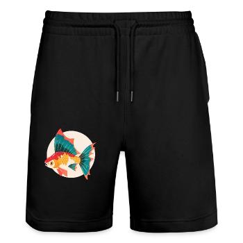 Poisson doré - Short de jogging bio TRAINER Stanley/Stella unisexe - noir - Devant - Nik (191cm) & Marisol (170cm)