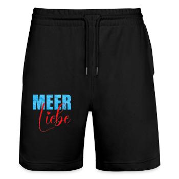 L’amour de la mer - Short de jogging bio TRAINER Stanley/Stella unisexe - noir - Devant - Nik (191cm) & Marisol (170cm)