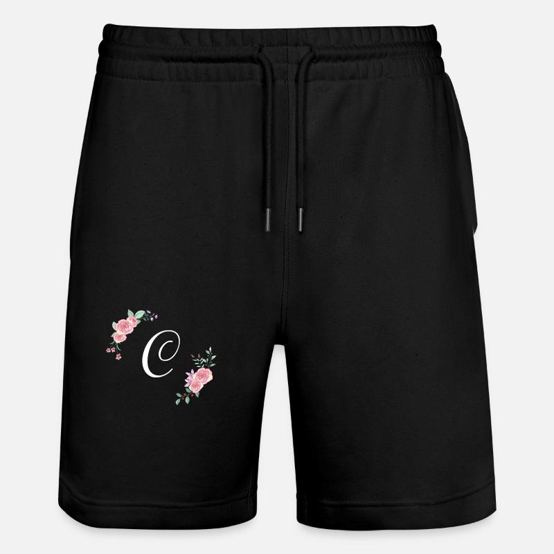 Rosa Blumenbuchstabe c - Stanley/Stella Unisex Bio Joggingshorts Trainer  - Schwarz