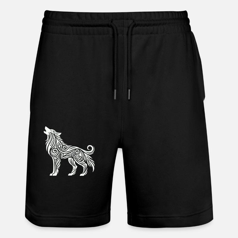 wolf tribal tier - Stanley/Stella Unisex Bio Joggingshorts Trainer  - Schwarz