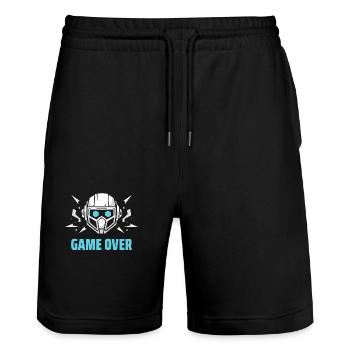 Futuristisches Headset - "Game Over" - Stanley/Stella Unisex Bio Joggingshorts Trainer  - Schwarz - Vorne - Nik (191cm) & Marisol (170cm)