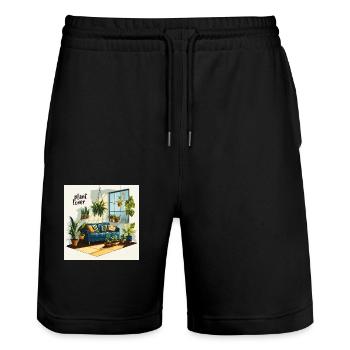 Plant lover living room - Stanley/Stella Unisex Bio Joggingshorts Trainer  - Schwarz - Vorne - Nik (191cm) & Marisol (170cm)