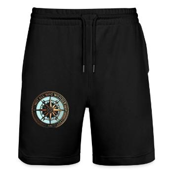 Kompass Nicht alle, die umherwandern, sind verloren - Stanley/Stella Unisex Bio Joggingshorts Trainer  - Schwarz - Vorne - Nik (191cm) & Marisol (170cm)