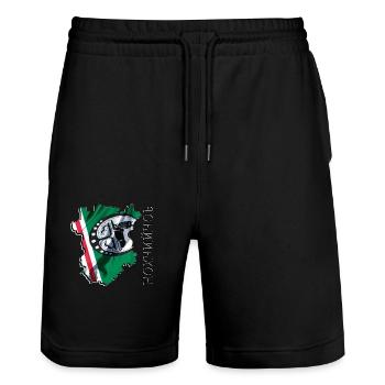 (RU) Le drapeau de la Tchétchénie sur sa propre carte CE - Short de jogging bio TRAINER Stanley/Stella unisexe - noir - Devant - Nik (191cm) & Marisol (170cm)
