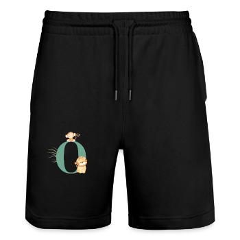 Letter o green jungle animals - Stanley/Stella Trainer Unisex Organic Jogging Shorts - black - Front - Nik (191cm) & Marisol (170cm)