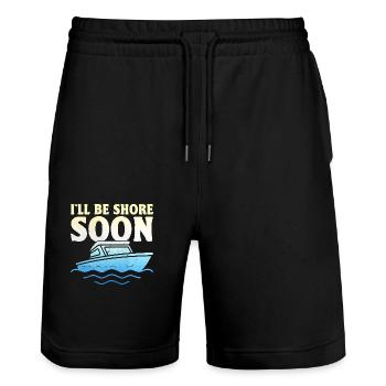 Ich werde bald an Land sein Paddelboot - Stanley/Stella Unisex Bio Joggingshorts Trainer  - Schwarz - Vorne - Nik (191cm) & Marisol (170cm)