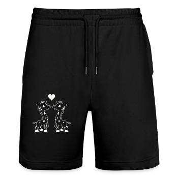 giraffen in love - Stanley/Stella Unisex Bio Joggingshorts Trainer  - Schwarz - Vorne - Nik (191cm) & Marisol (170cm)