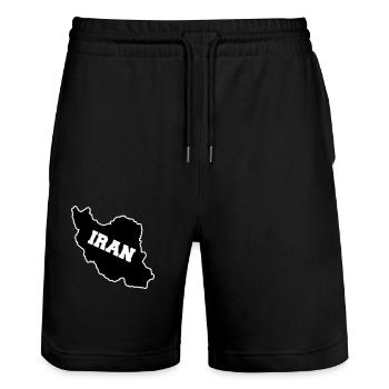 Iran - Stanley/Stella Trainer Unisex Organic Jogging Shorts - black - Front - Nik (191cm) & Marisol (170cm)