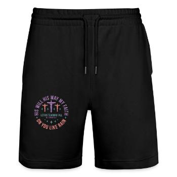Sa volonté à sa manière - Short de jogging bio TRAINER Stanley/Stella unisexe - noir - Devant - Nik (191cm) & Marisol (170cm)