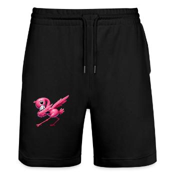 flamingo dabbing - Stanley/Stella Unisex Bio Joggingshorts Trainer  - Schwarz - Vorne - Nik (191cm) & Marisol (170cm)