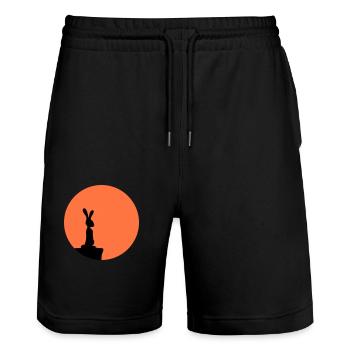 Lapin Lune Falaise Montagne Nuit Ronde Soleil Peeps Stands - Short de jogging bio TRAINER Stanley/Stella unisexe - noir - Devant - Nik (191cm) & Marisol (170cm)