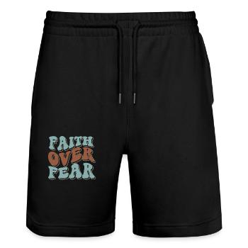 faith over fear - Stanley/Stella Unisex Bio Joggingshorts Trainer  - Schwarz - Vorne - Nik (191cm) & Marisol (170cm)