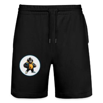 Gorilla - Stanley/Stella Unisex Bio Joggingshorts Trainer  - Schwarz - Vorne - Nik (191cm) & Marisol (170cm)