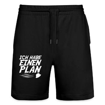 ich habe einen Plan DDR Nostalgie Geschenk - Stanley/Stella Unisex Bio Joggingshorts Trainer  - Schwarz - Vorne - Nik (191cm) & Marisol (170cm)