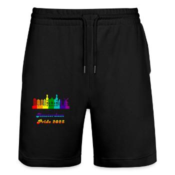 Pride 2025 Amsterdam - Short de jogging bio TRAINER Stanley/Stella unisexe - noir - Devant - Nik (191cm) & Marisol (170cm)