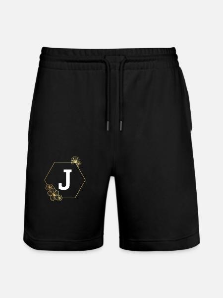 Buchstabe j Goldener Blumenrahmen - Stanley/Stella Unisex Bio Joggingshorts Trainer  - Schwarz