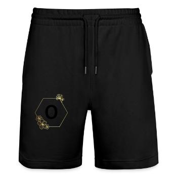 Buchstabe o Goldener Blumenrahmen - Stanley/Stella Unisex Bio Joggingshorts Trainer  - Schwarz - Vorne - Nik (191cm) & Marisol (170cm)