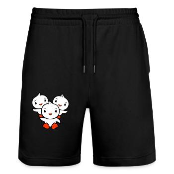 3 Enten Papa Mama Kinder Schultern halten Zirkus - Stanley/Stella Unisex Bio Joggingshorts Trainer  - Schwarz - Vorne - Nik (191cm) & Marisol (170cm)